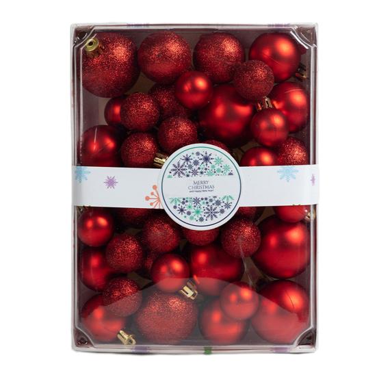 42Pcs 3/4/5cm Christmas Balls Set Glitter Surface Various Pattern Christmas Balls Shatterproof Home Reusable Ornaments