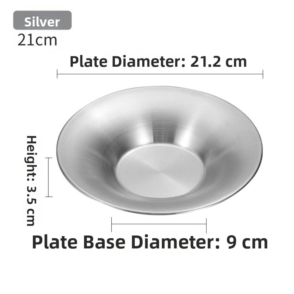 Deepened Design Round Dinner Plates 304 Stainless Steel Steak Plate Set Tableware For Dining