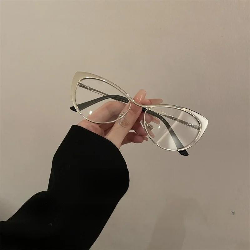 New Trend Anti Blue Light Myopia Glasses Retro Women's Fashion Metal Cat Eye Minus Sight Glasses HD Ultralight Diopter Eyewear