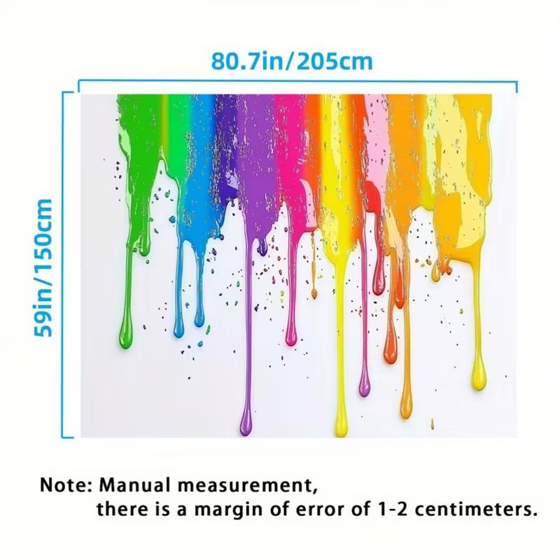 2D Modern Art Rainbow Paint Drip Tapestry Vibrant Melting Colors Wall Decor