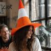 Creative Costume Prop Orange White Traffic Cone Hat for Men Women, Funny Novelty Accessory Headwear Halloween Party Dress Up, Role Play, Cosplay