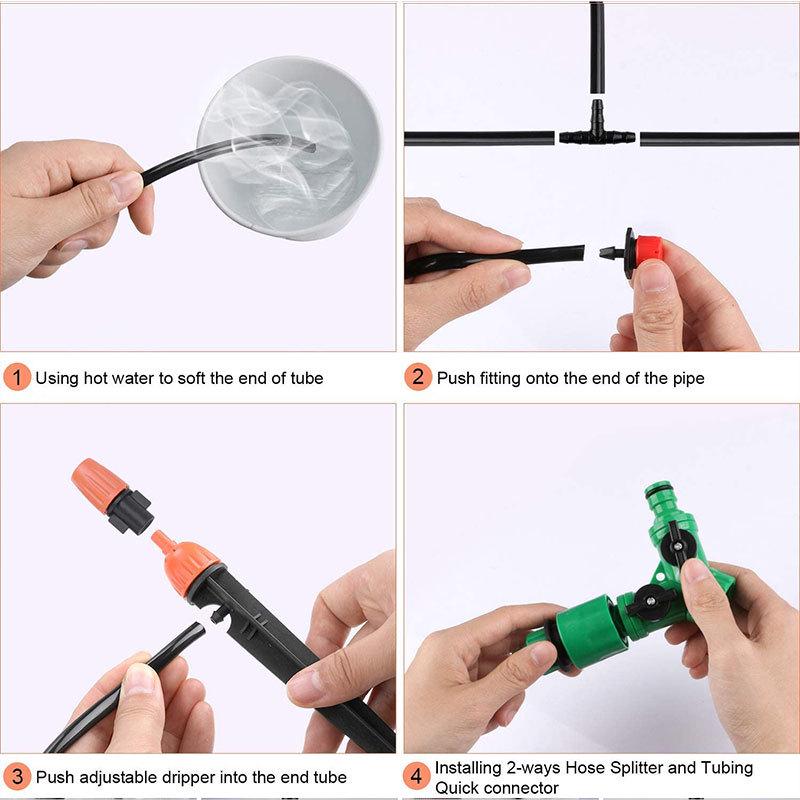30m Automatic Drip Irrigation Kit with 4/7 Tubing for Outdoor Gardens