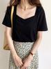 Women's Summer V-Neck T-Shirt: Loose, Slimming, Short-Sleeve, Versatile Casual Top In Solid Color, Korean Style.