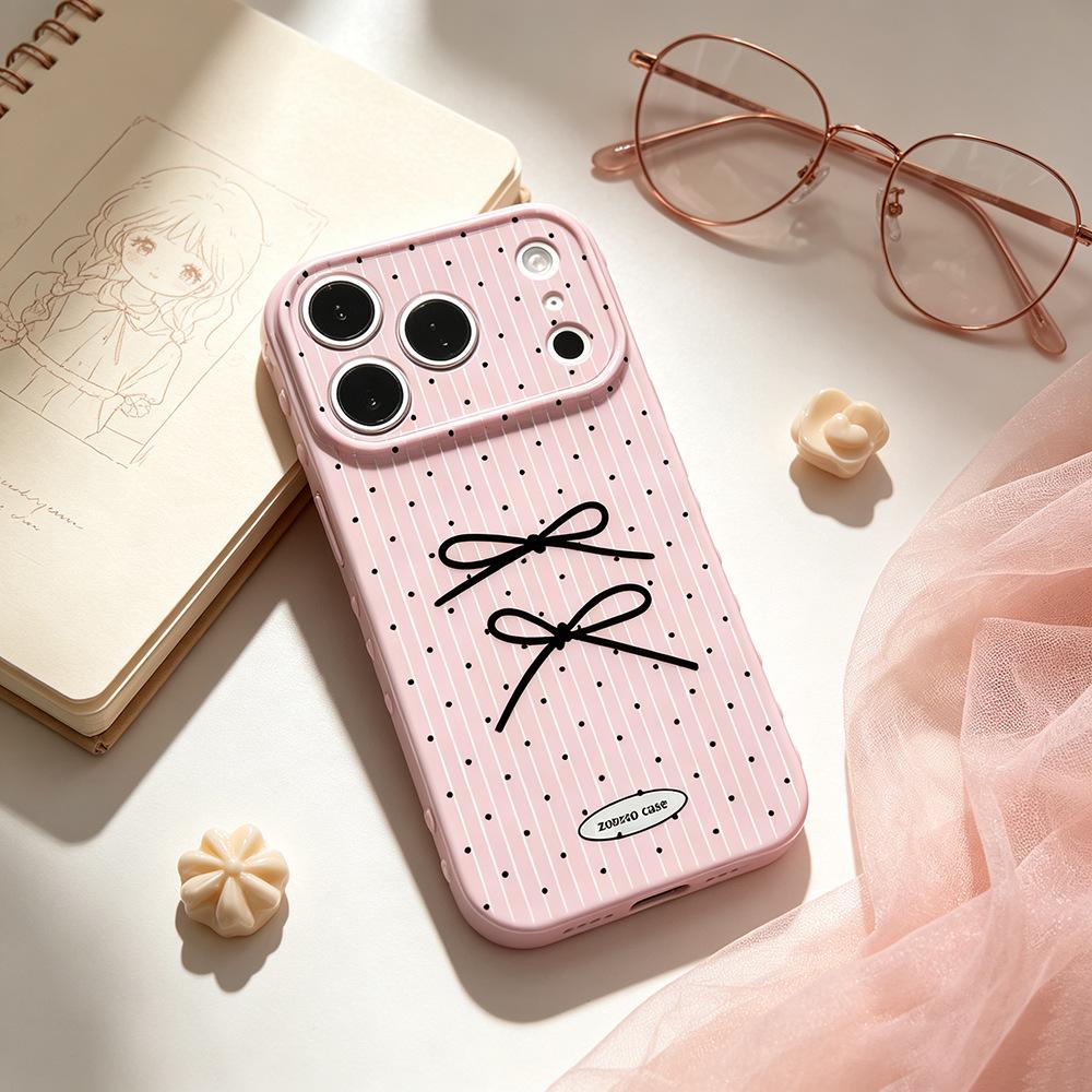 The bow tie method is suitable for Apple 16/17PM anti-drop new 17/16PRO creative iPhone15 mobile phone case.