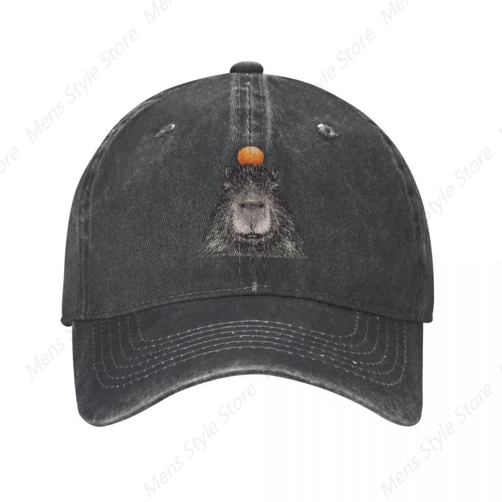 Capybaras Orange Capy Yuzu Unisex Baseball Caps Distressed Denim Caps Hat Vintage Outdoor Activities Adjustable Fit Sun Cap
