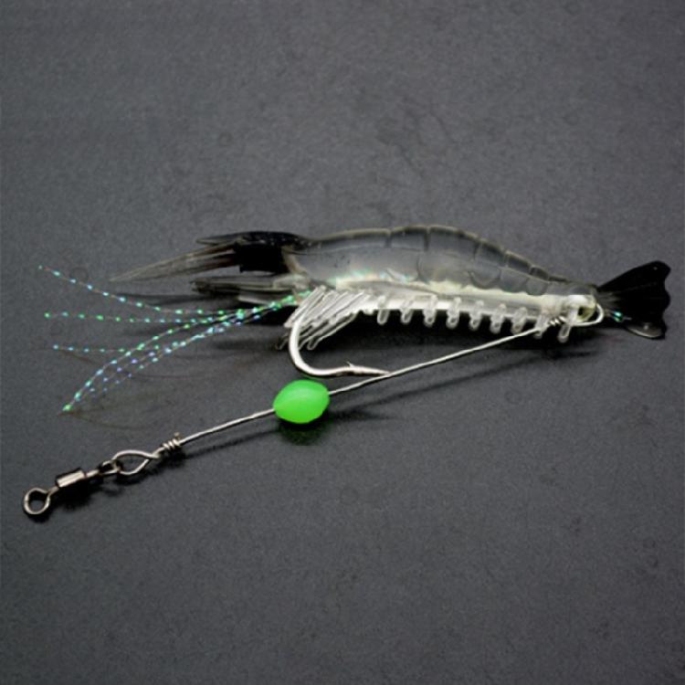 7 Pcs Silicone Soft Shrimp Baits with Hooks Luminous Swimbait Fishing Tackle