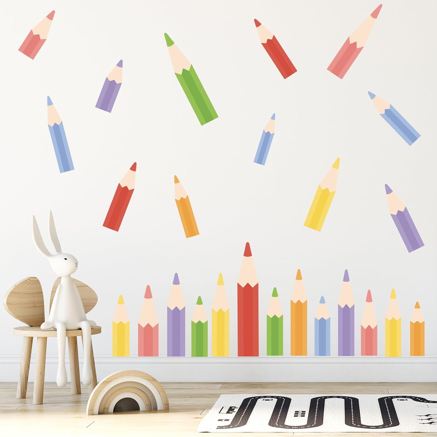 DIY Cartoon Pencil Wall Stickers Removable Vinyl Stationery Wall Decals for Children s Rooms Headboards Kindergartens