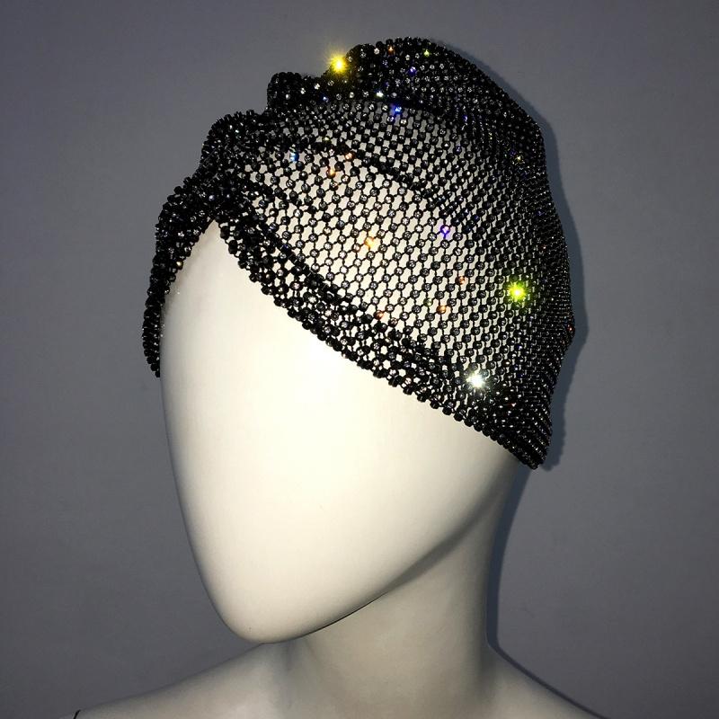 

Модная шляпа со стразами для вечеринки, эластичная шляпа, рождественская купольная шляпа чёрный