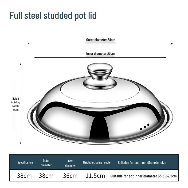 Xi He 38cm High Arch Stainless Steel Pot Lid