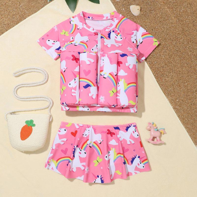 Children's Buoyancy Swim Vest with Zipper - Toddler to Medium Child, Short Sleeve, Skirt Style