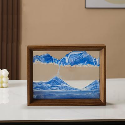 Wooden Frame Sandscape Moving Sand Art Picture Quicksand 3D Liquid Hourglass Craft Flowing Sand Painting Office Home Decor Gifts