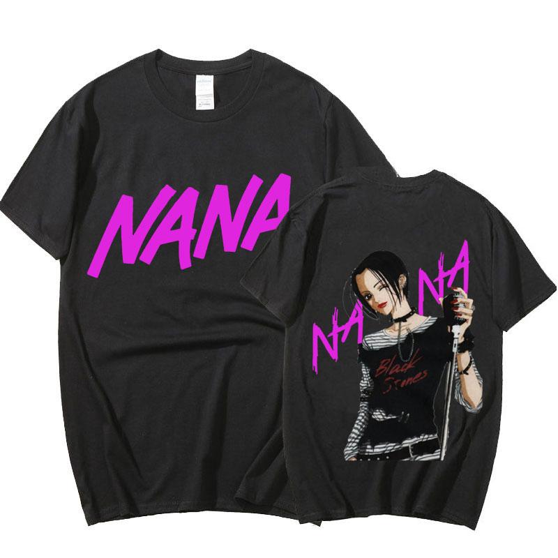 

Футболки с принтом «Нана Осаки», мужская и женская модная футболка с коротким рукавом, одежда больших размеров для подростков, уличная одежда в стиле Харадзюку 4XL чёрный