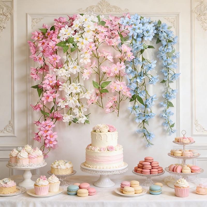 Artificial Violet Vine Wall Hanging Flowers Simulated Rose Fake Flowers Garden Wedding Scene Party Arch Garland Decorations