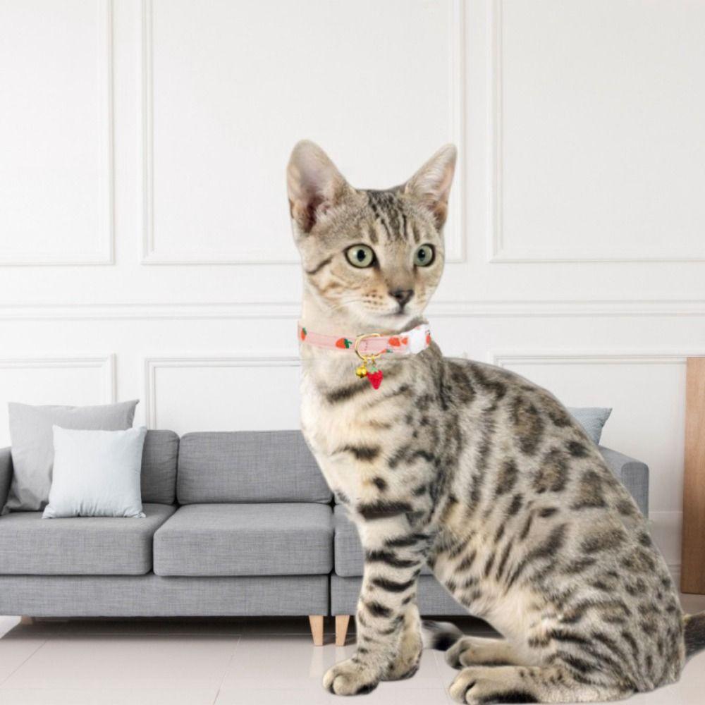 Strawberries Flower Pattern Adjustable Pet Collar Cotton Cat Traction Necklace Pet Dog Collar  Cat