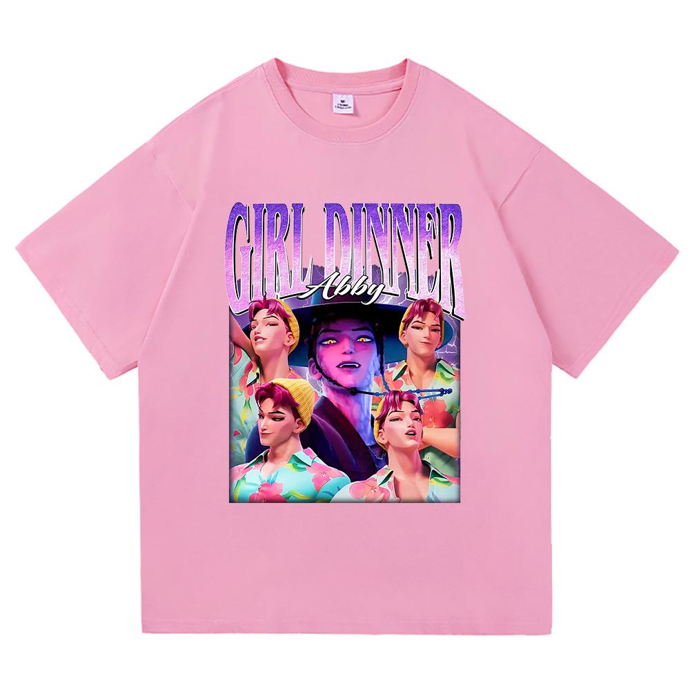 Girl Dinner Abby Jinu T Shirt 2025 Anime Demon Hunters Saja Boys Men/women Clothing Vintage Harajuku High Quality Cotton Tshirts