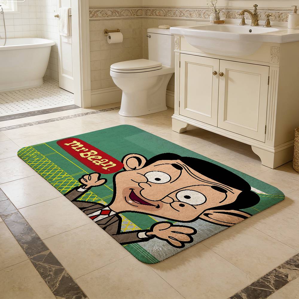 Funny Cartoon Mr. Bean Entrance Door Mat Washable Non-Slip Living Room Sofa Chairs Area Mat Kitchen Welcome Doormat