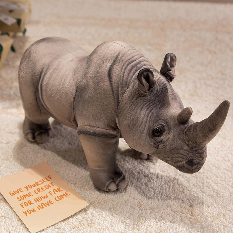 Simulation Rhinoceros Hippo Wild Animal Plush Toy Stuffed Standing Plushie Man Gift