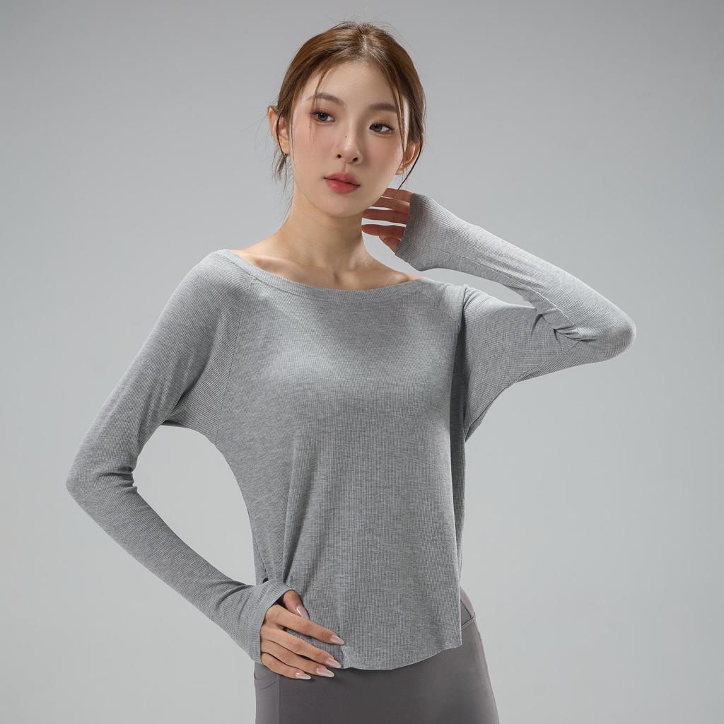 Women's One-Shoulder Yoga Cardigan T-Shirt, Body-Concealing, Casual Sportswear for Pilates.