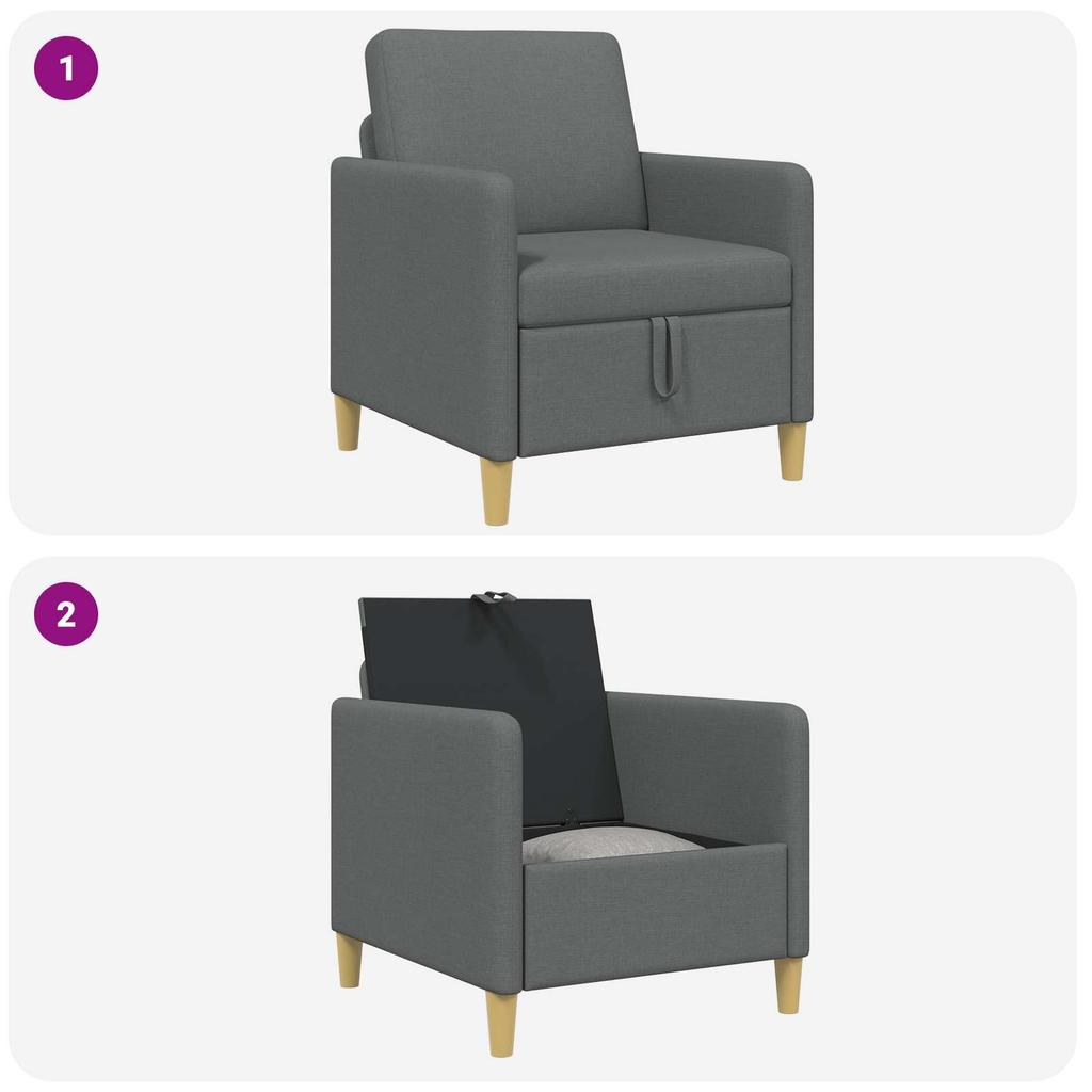 Storage Sofa In Dark Grey 72 X 78 X 87 Cm Polyester
