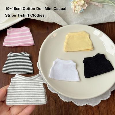 Mini Doll Stripe T-shirt Clothes Casual Multi-Styles Cotton Stuffed Dolls Toys for 10~15cm Cotton Doll for 17cm Dolls