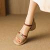 Sandali Donna Slip-on Monopezzo con Tacco Largo, Scarpe Retro a Suola Morbida, Scarpe da Spiaggia