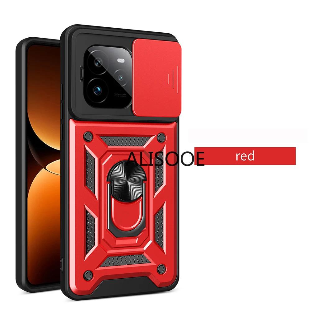 

Slide Camera Armor Capa для Realme GT 7 Pro Чехол-кольцо-подставка Защитная задняя крышка для Realme GT7 Pro Ударопрочный Funda for Realme GT 7 Pro красный