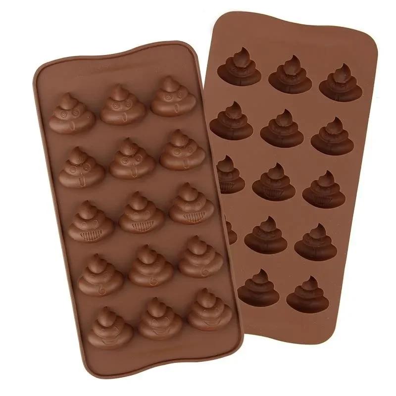 1pc 3D Poop Shape Chocolate Candy Jelly Silicone Mold Cake Tools Baking Utensils