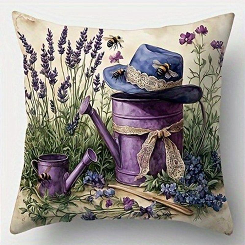 Romantic Lavender Style Cushion Cover Living Room Sofa Zipper Closed Decorative Pillow Cover Does Not Include Pillow Core