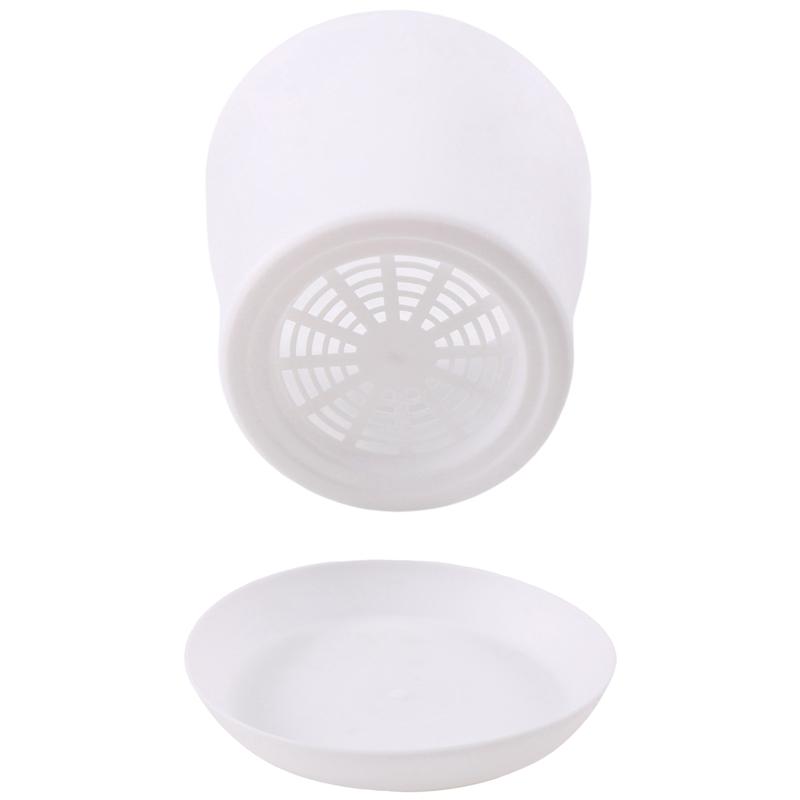 

WON Plastic Plant Flower Pot Planter With Saucer Tray Round Gloss Home Garden Decor, White Upper Caliber -, 17Cm / 6.69
