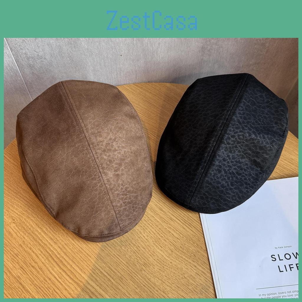 Suede Simple Beret With Solid Color Design For Windproof Warm Winter Wear
