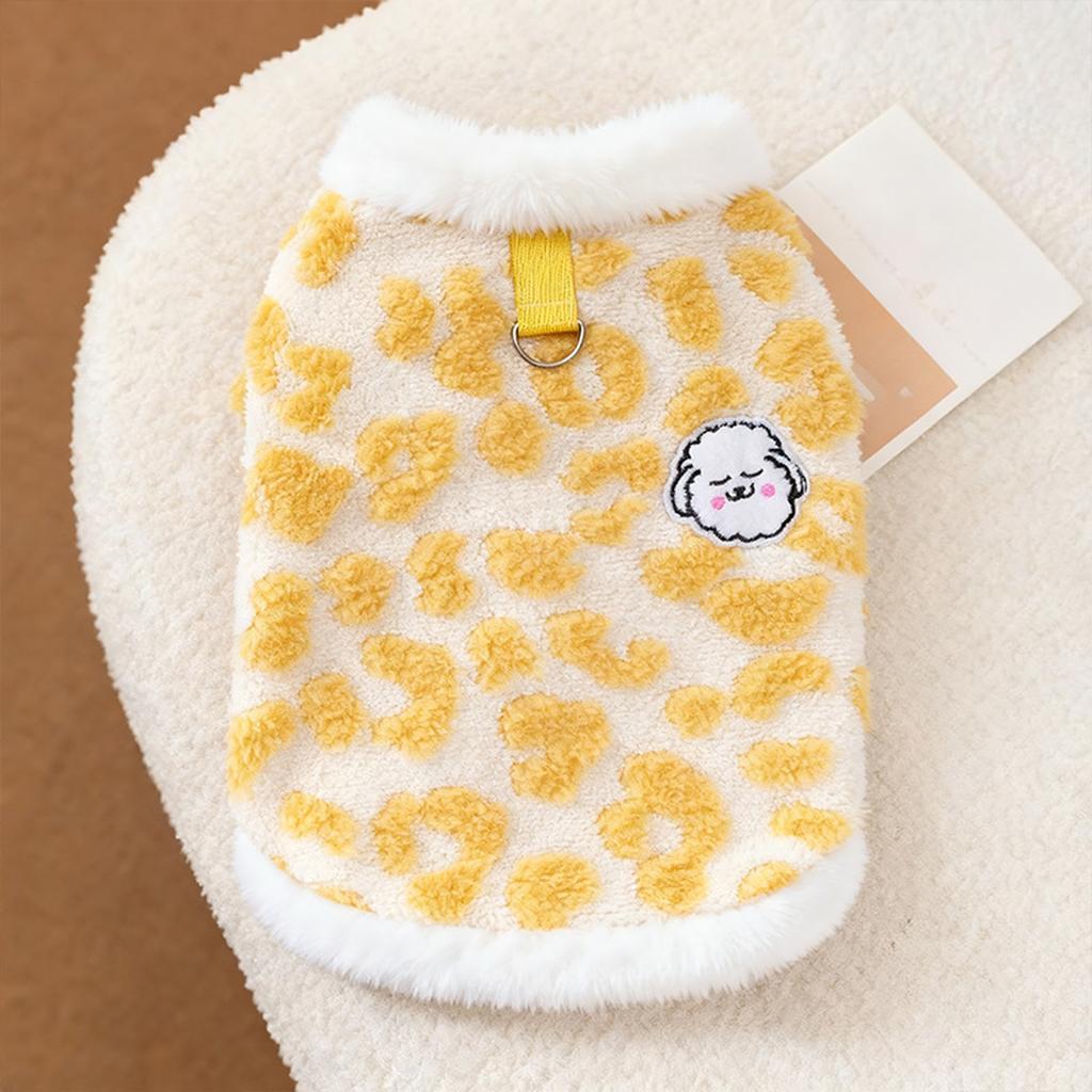 Pet -Winter Leopard Print Vest: Leash-Ready Clothes For Small Dog (Teddy/Bichon) &