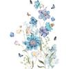 New Painted Blue Flower Butterfly Wall Sticker Living Room Bedroom Background Home Decoration Self-adhesive Wallpaper Plant Stickers