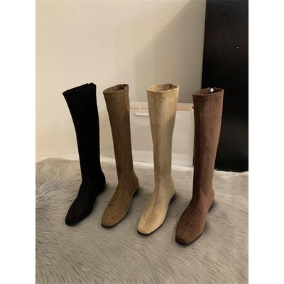 Thick Heel Pointed Head Suede Thin Long Boots Shoes New Season Korean Version Long Boots Medium Tube Knight Boots