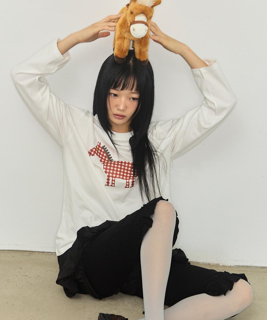 GRAVER [Unisex] Paper Pony Long Sleeve T-Shirt_4 Colors