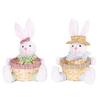 Easter Rabbit Miniatures Lovely Rabbit with Basket Miniatures for Kid Girl Home Room Office Cab Interior Accessory