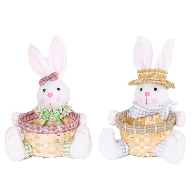 

Easter Rabbit Miniatures Lovely Rabbit with Basket Miniatures for Kid Girl Home Room Office Cab Interior Accessory 1