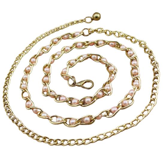

Waist Belt Beads Decoration Adjustable Faux Pearl Dress Waist Belt for Women світло-рожевий колір