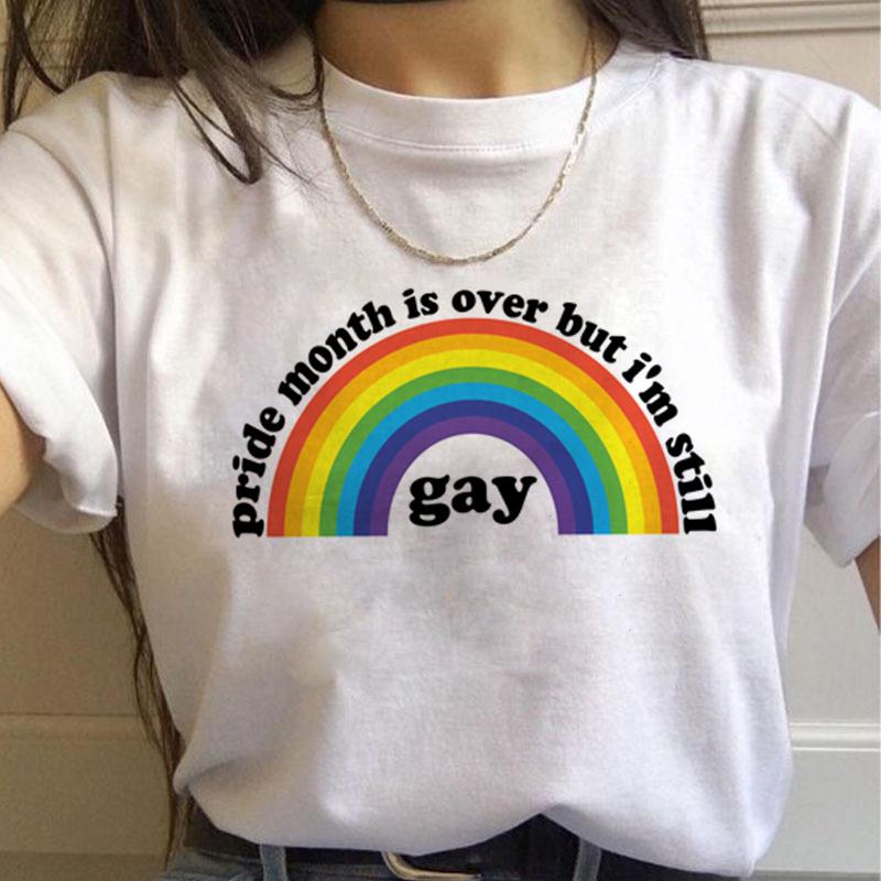 Lgbt Rainbow Harajuku T Shirt Wounisex Gay Pride Ullzang 90s Tshirt Lesbian Graphic Funny Print Tshirt New Fashion Top Tees Female