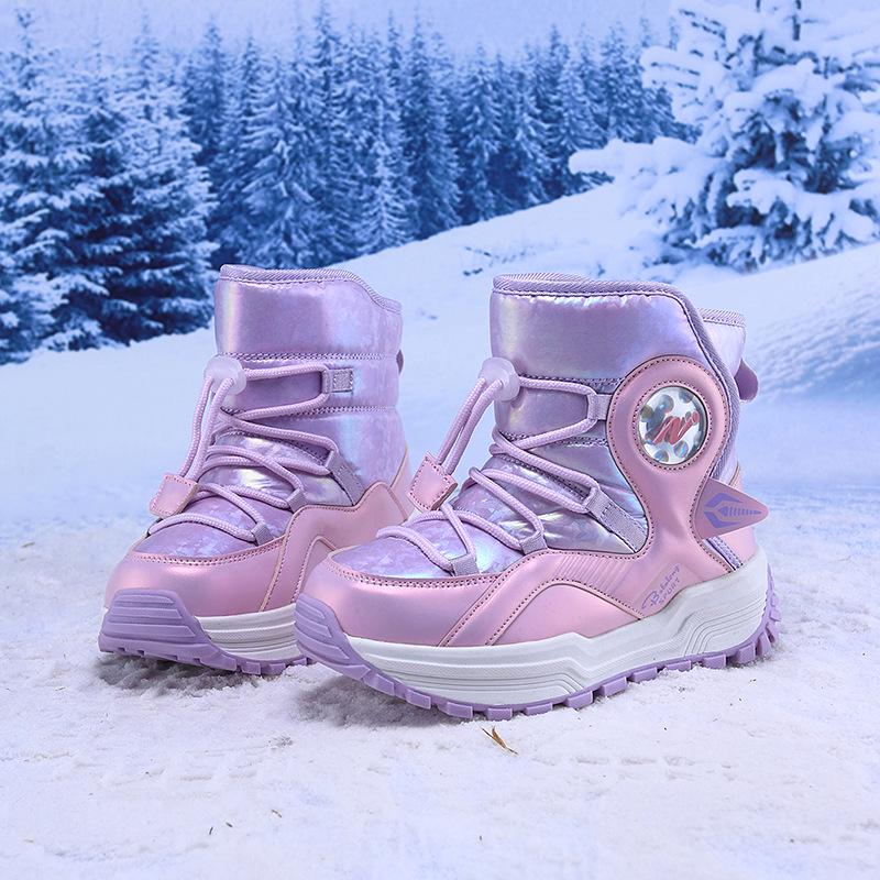 2024 Winter Kids' Snow Boots: Fleece-Lined, Non-Slip, Wear-Resistant, Warm Cotton for Boys & Girls
