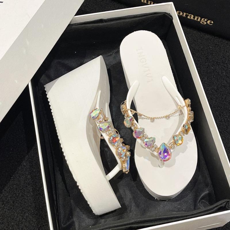 Fashion Fashion Platform Sandals Slippers Women High Heeled Summer Outdoor Beach Casual Wedges Crystal Sexy Women Flip Flops Slippers