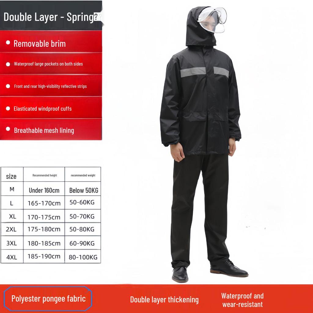 Protective Reflective Motorcycle Rain Suit - Ideal for Construction, Cycling & Riding