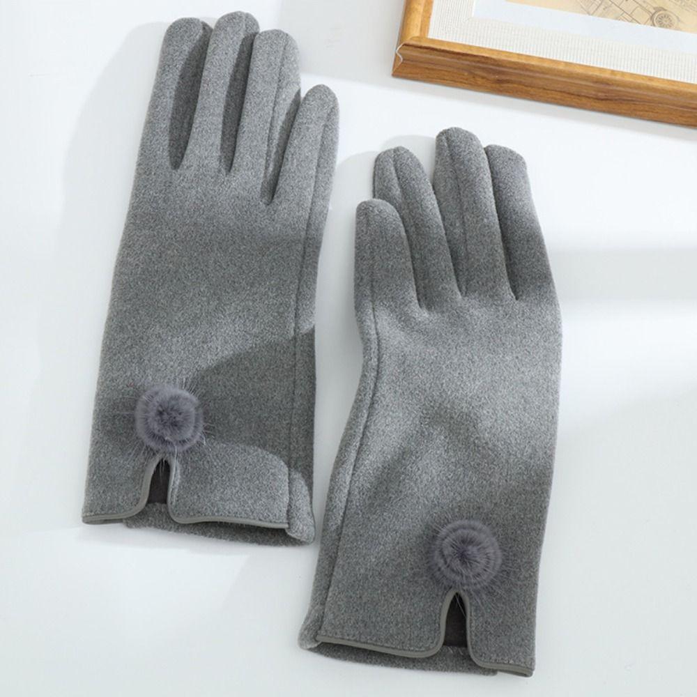 Thick Winter Suede Gloves Soft Women Cycling Mittens Gift Pu Leather Gloves  Autumn