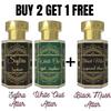 White Oud Attar and Safira Attar with Free Black Musk Attar – Creamy Woody, Sweet Oriental Fragrance Combo | Alcohol-Free Unisex Perfume