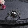 Vintage 925 Sterling Copper Ring Natural Black Onyx Ring Oval Round Stone Retro Fine Zircon Gift Sun Shaped For Women Men