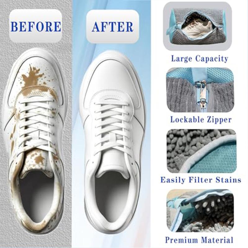 Wash Shoe Cleaning Bag Padded Net Laundry Shoes Protector Fluffy Fibers Polyester Washing Shoes Machine Laundry Bag Drying Bags