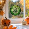 Acrylic Hanging Ornament with Spider Web Pattern Round Shape Decorative Pendant for Halloween Party Home Wall Window Decor