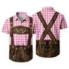 Men's Short Sleeve Button Down Shirt with Vintage Festival Pattern Casual Loose Fit for Party and Daily Wear
