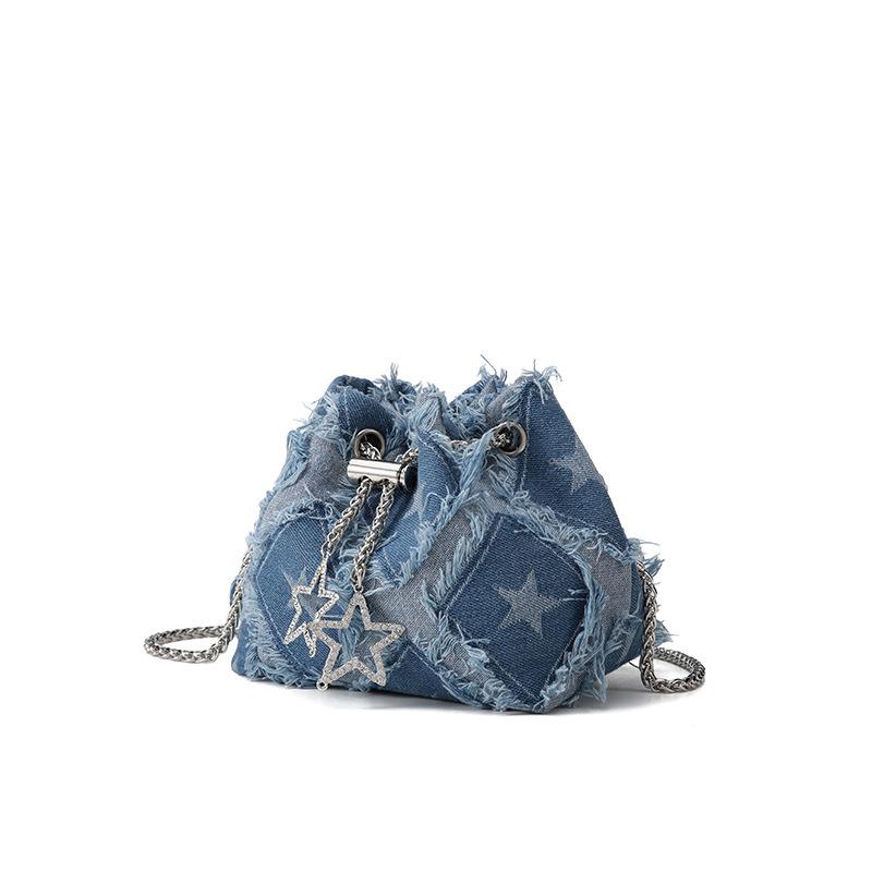 Gradient Star Denim Crossbody Bag - Fashionable & Versatile Shoulder Bag for Women