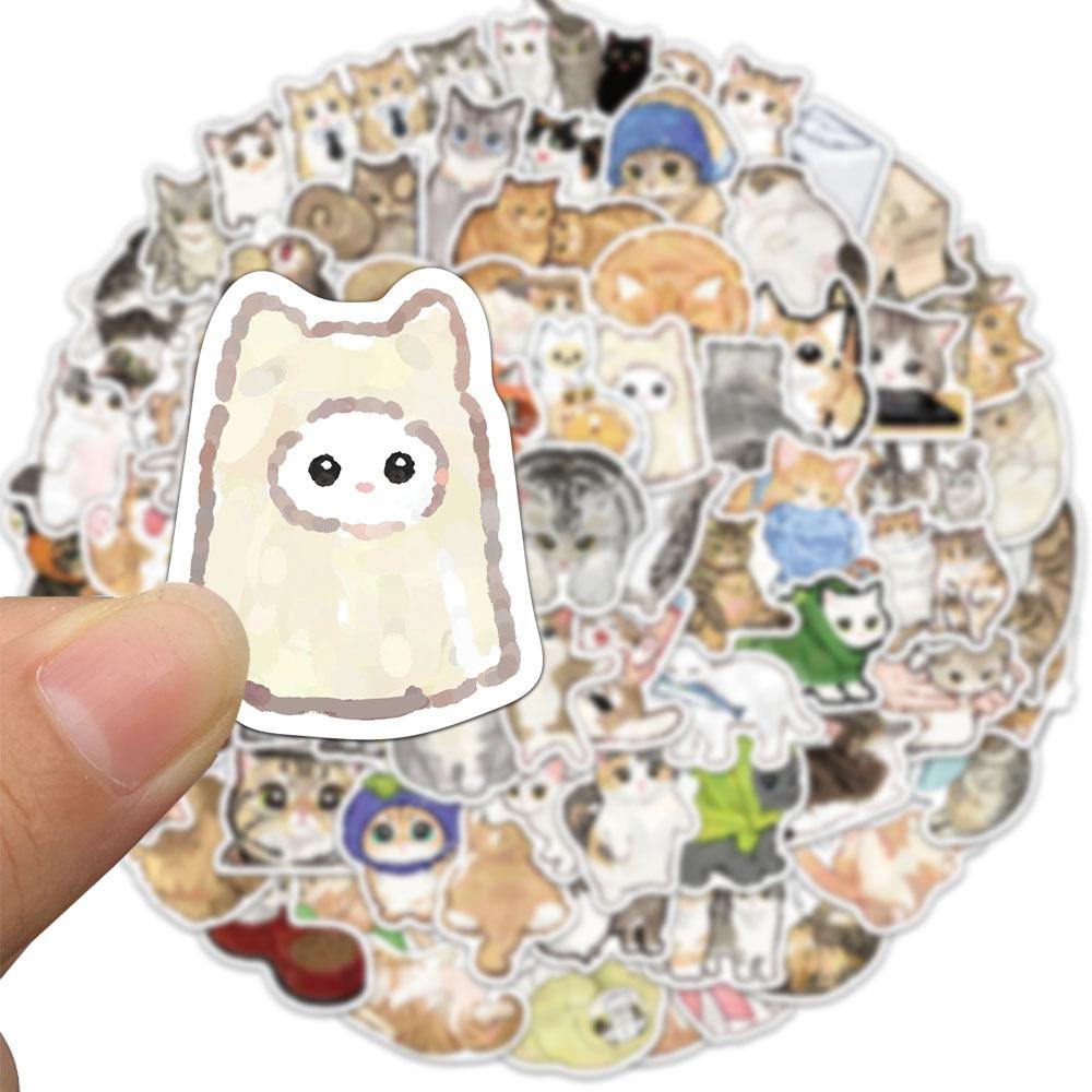 77Pcs Cartoon Cat Stickers Animal Phone Cases Laptop Suitcases Water Cups Waterproof Decals