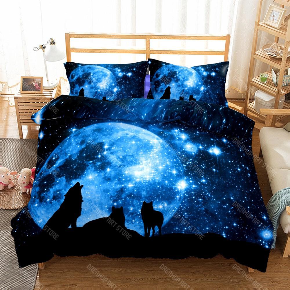 Digital Wolf Duvet_Doona Cover Set Single Twin Double Queen King Cal King Size Bed Linen Set